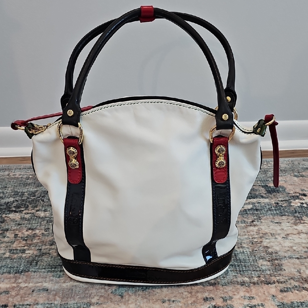 Like New! Vintage Marino Orlandi Italian Leather  White and Black Handbag